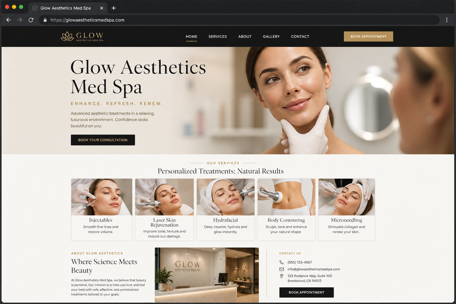 Med spa website